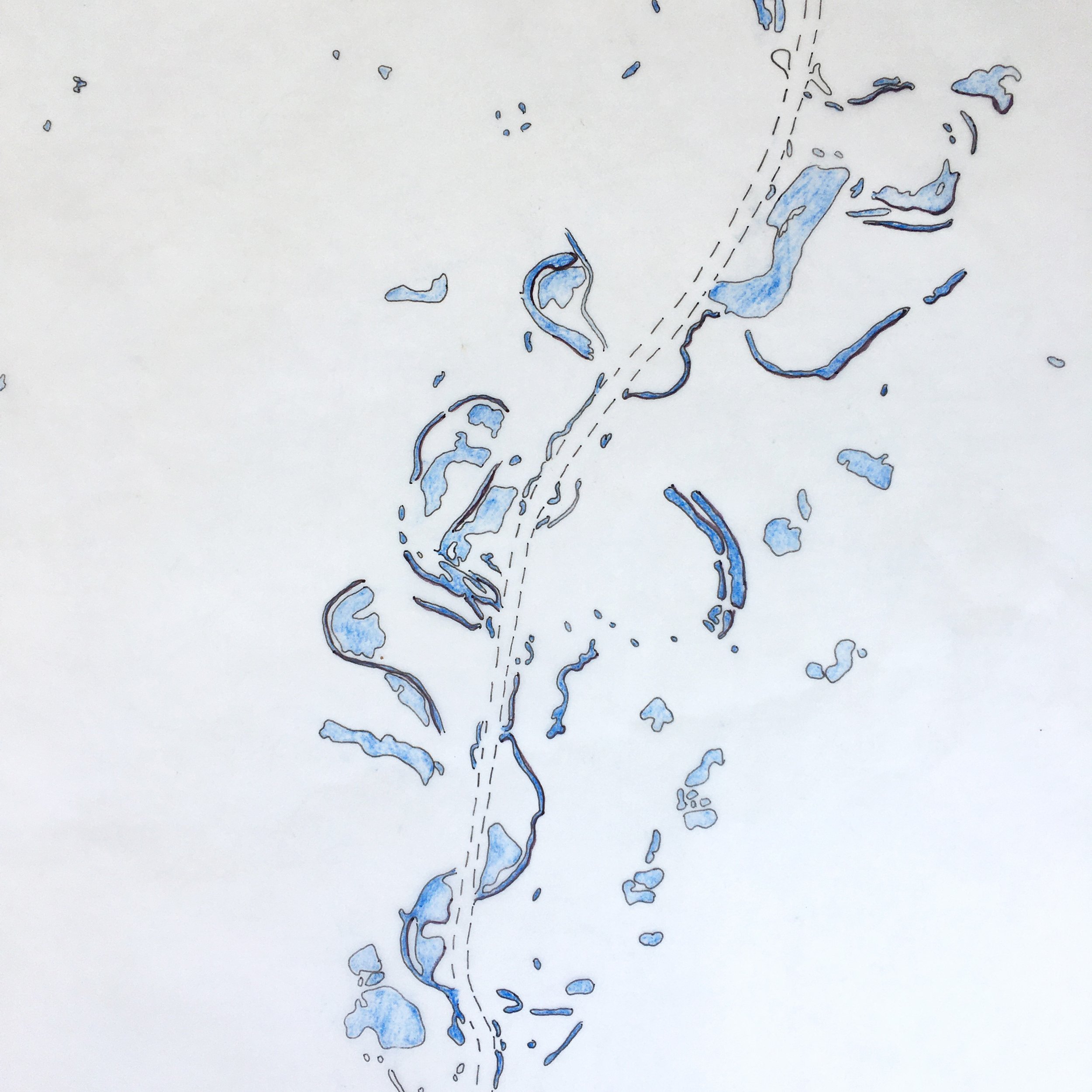 A map tracing from a 1:50,000 scale recreation map, the origins of the project