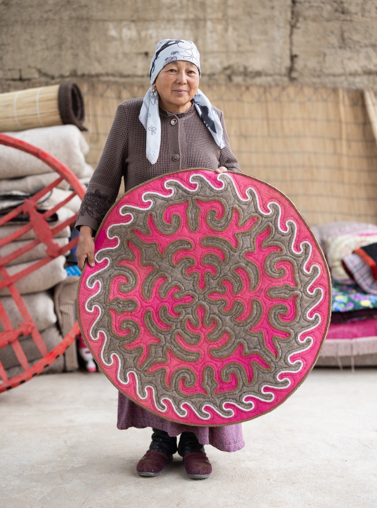 SNEAK PEEK: This is Toksonbaeva Kulbar. You know the Yurt builder I introduced you to last week? Well, this is his darling mother- a felting enthusiast. Enthusiasm runs in the family and I am excited to share more on both of their stories soon!