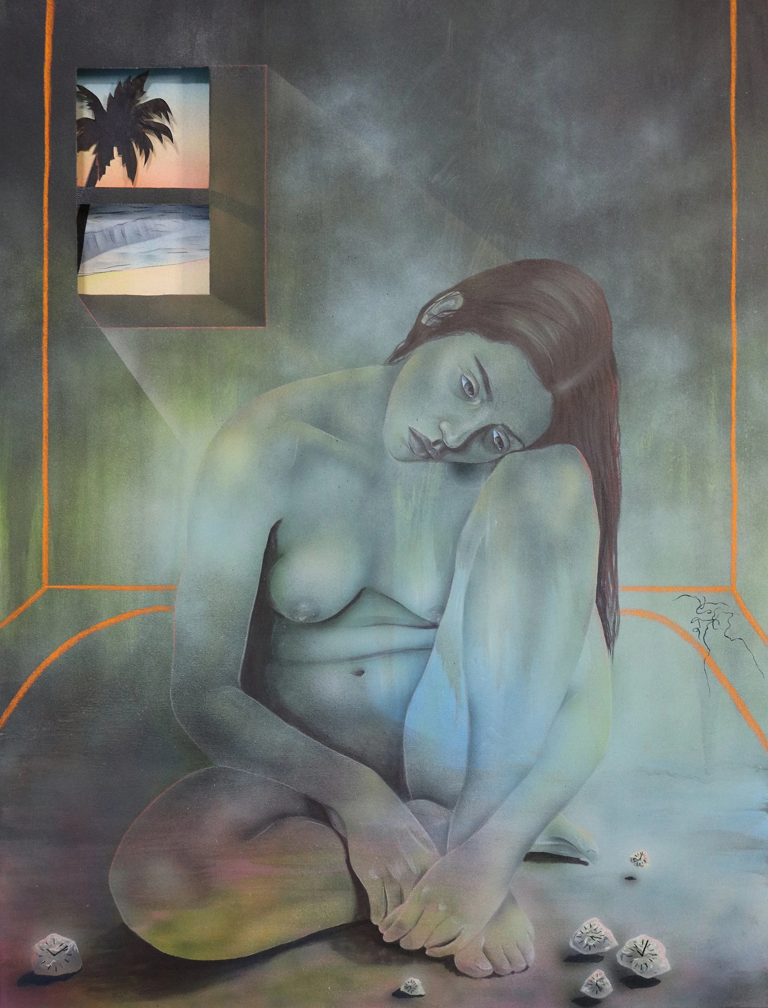 Waiting to come back home - acrylic, color pencil, soft pastel, spray paint and paper on canvas - 30x40in - $7k.jpg