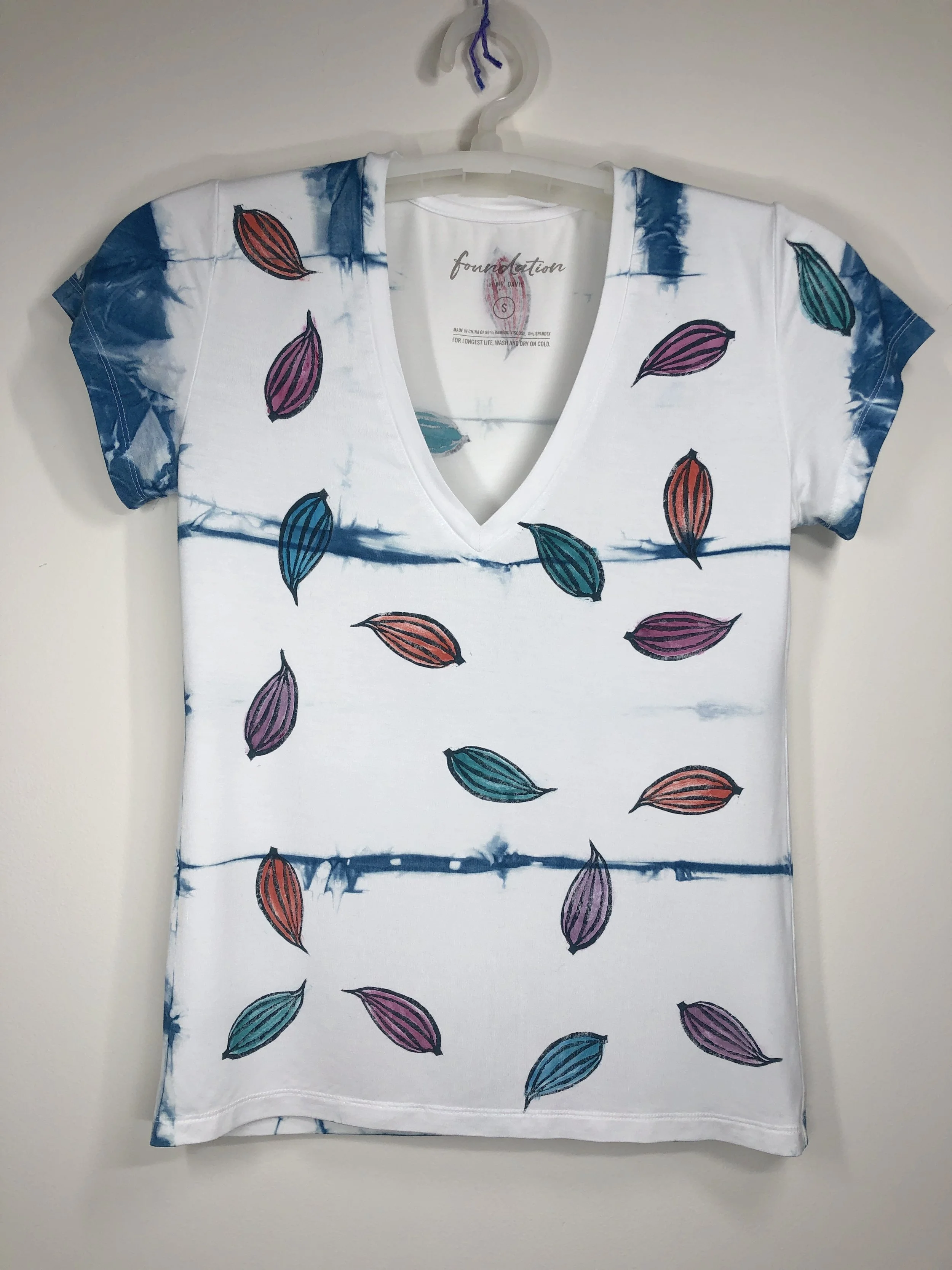 Hand painted shibori Ladies t-shirt