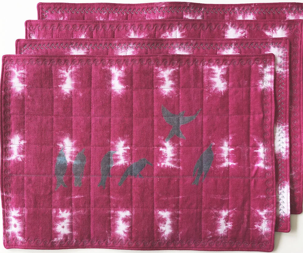 Birds on Line Quilted Placemats (4)
