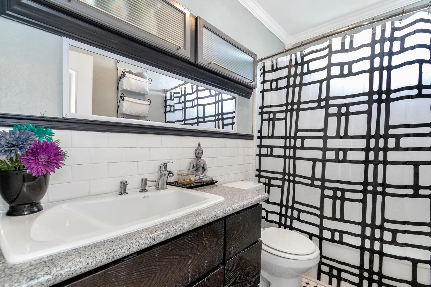 Adorable bathroom with updated finishes.