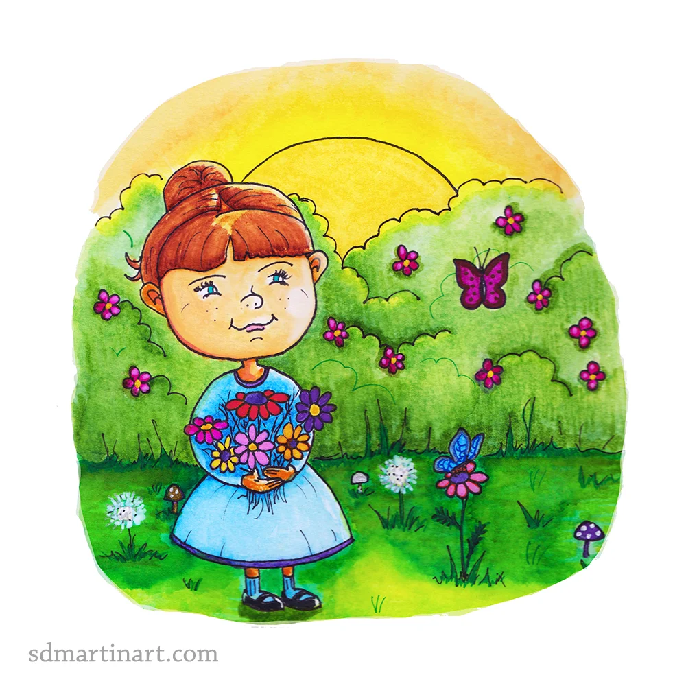 SCBWI_Little Girl Picking Wildflowers_color illustration.jpg
