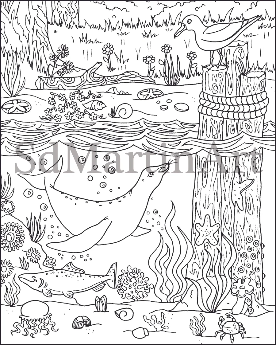 SdMartinArt_Sea Lion Under the Sea_Coloring Page_PRVW IMG with WM.jpg