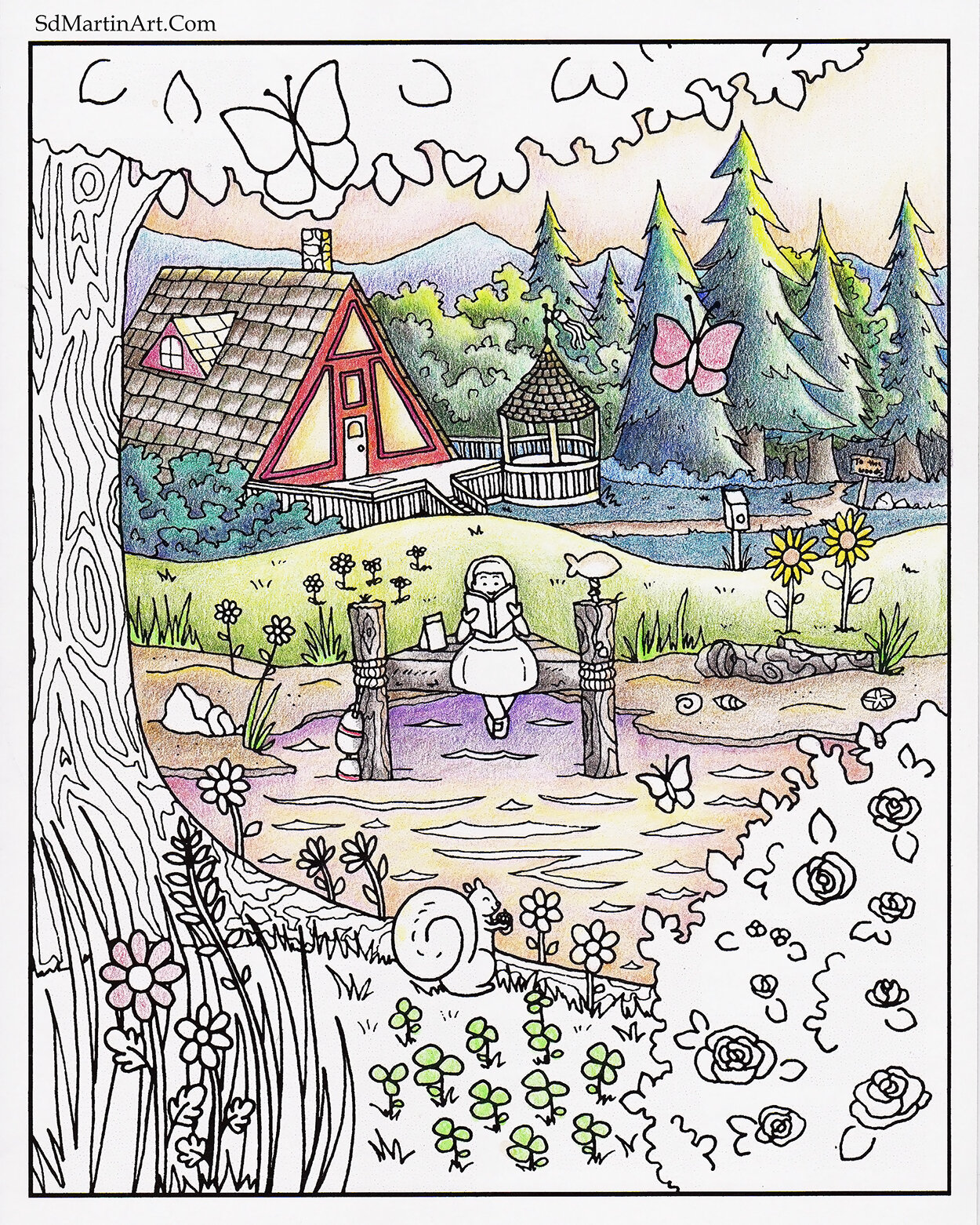 Free Coloring Page_A Frame Cottage_Coloring Progress 3 _color scan_Edited LR with WM.jpg