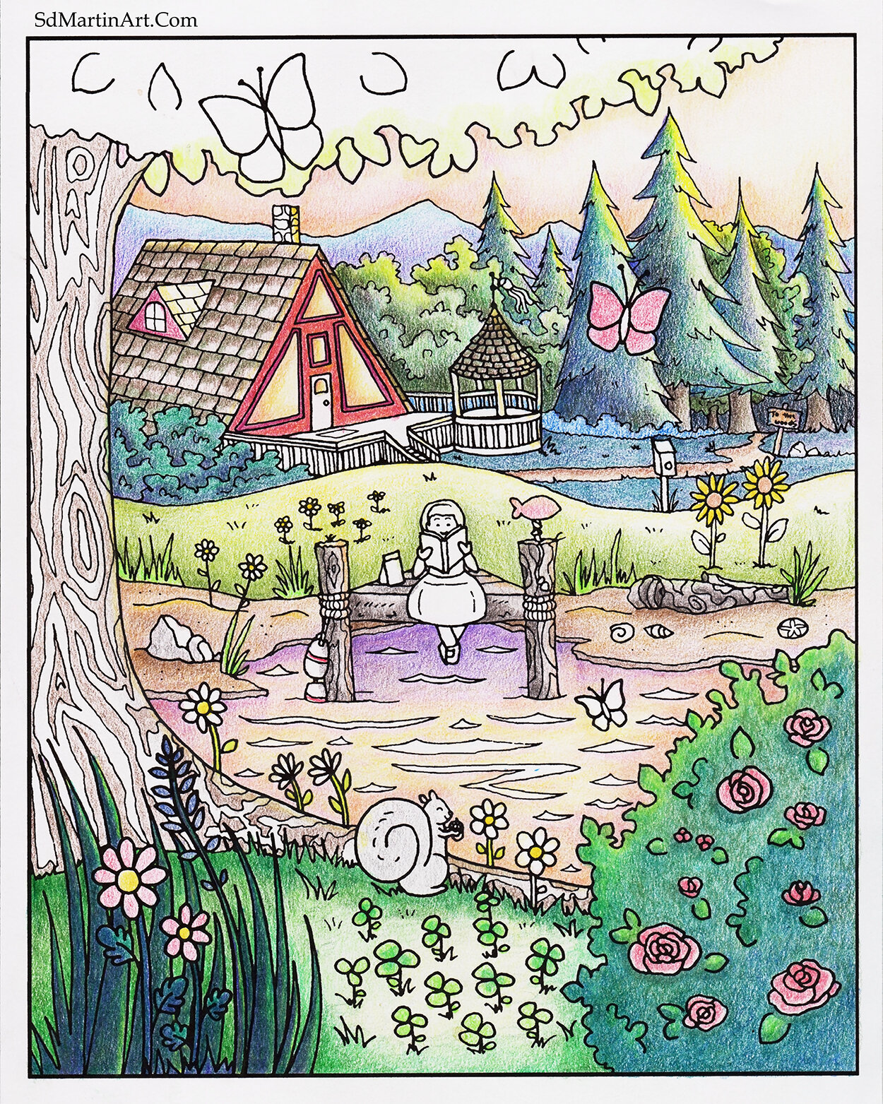 Free Coloring Page_A Frame Cottage_Coloring Progress 4 _color scan_Edited LR with WM.jpg