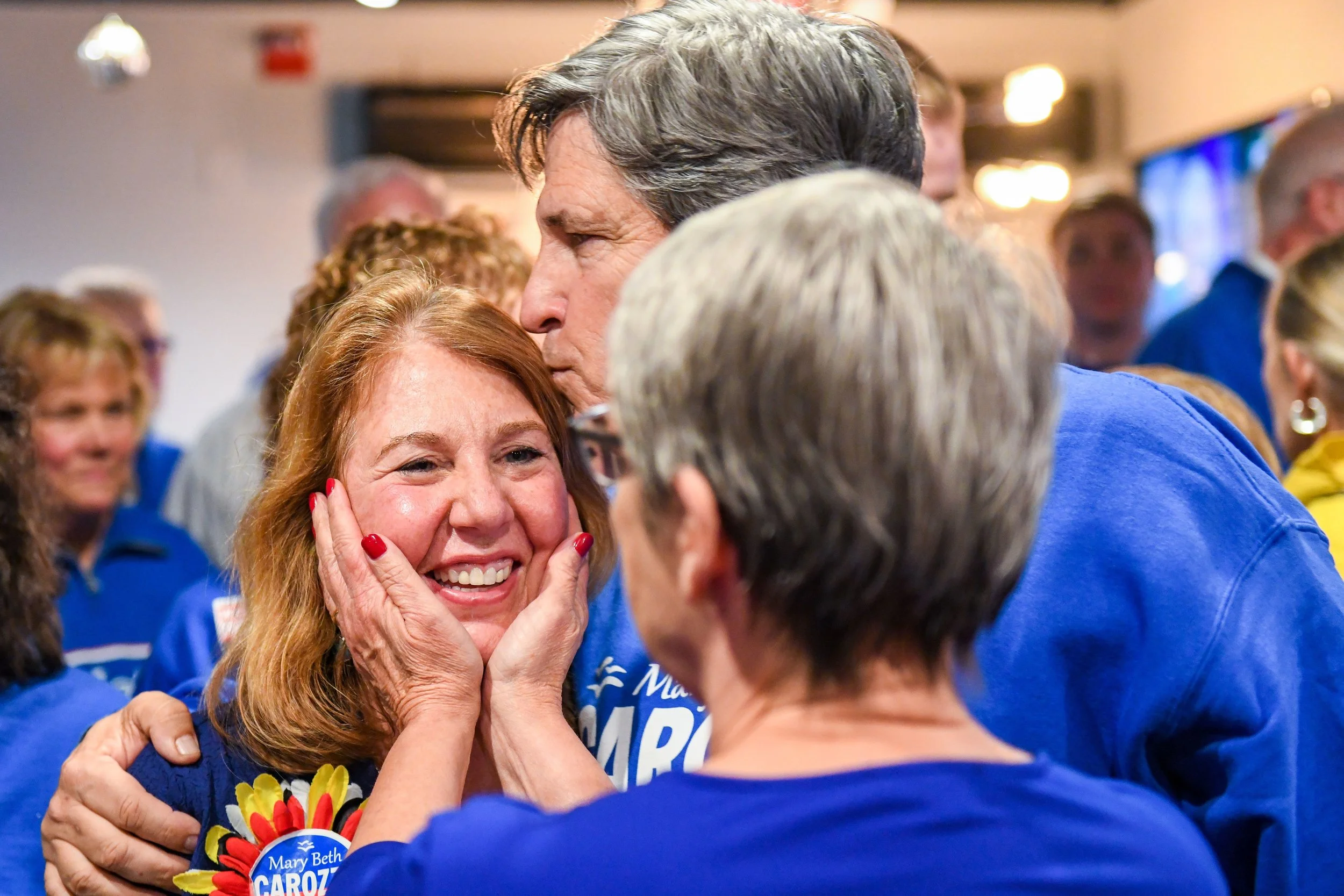 Supporters rally around Republican candidate Mary Beth Carozza shortly after learning she was elected to the Maryland State Senate on Tuesday, Nov 6, 2018