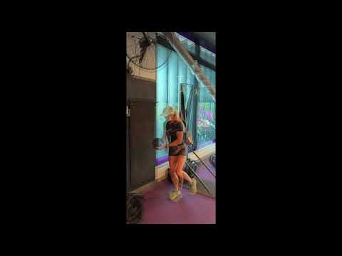 SINGLE LEG BALANCE 1/2 SQUAT with MED BALL TWISTING WALL SLAMS
