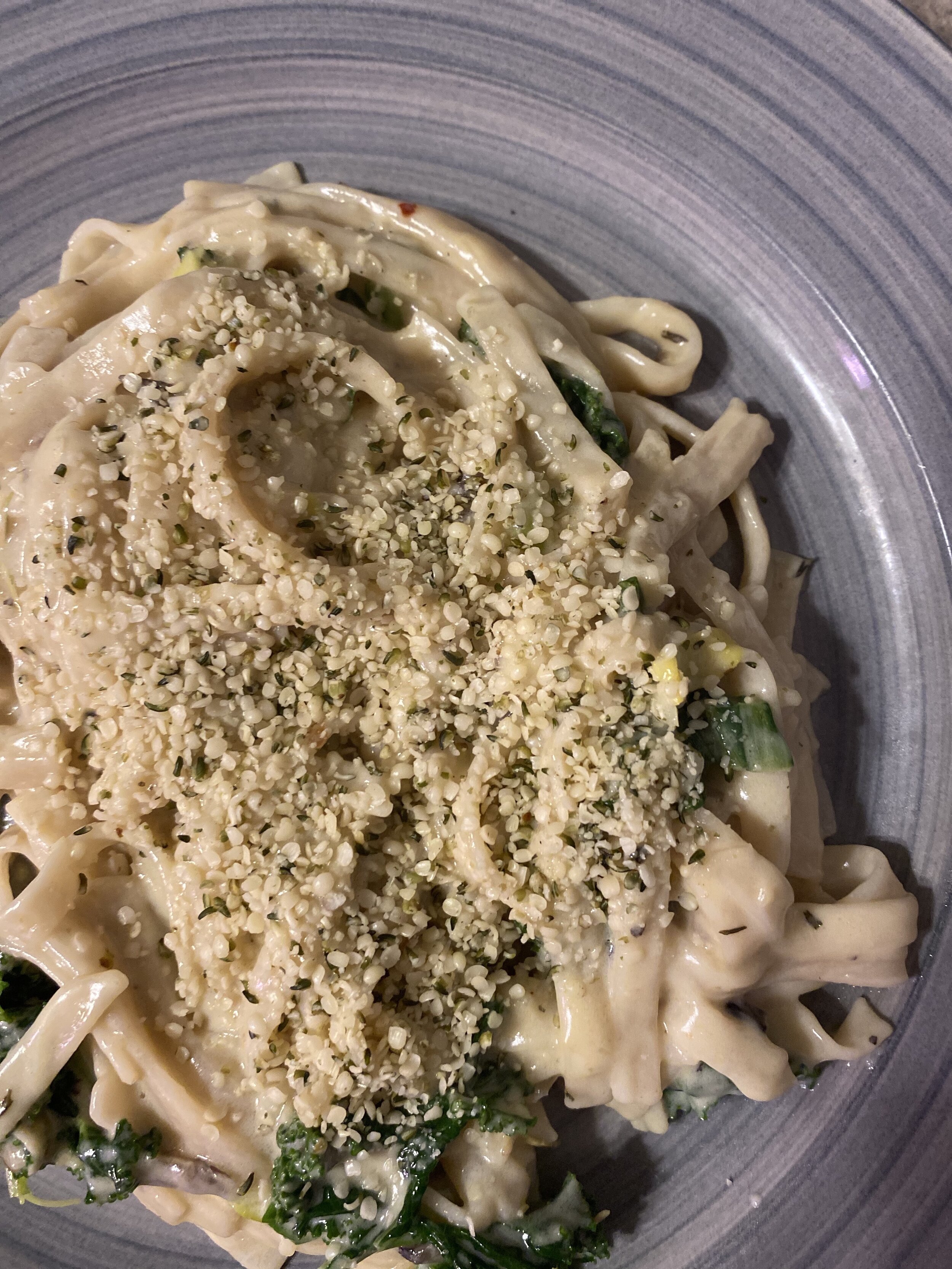Vegan or Vegetarian Creamy Pasta with Bok Choy &amp; Kale 