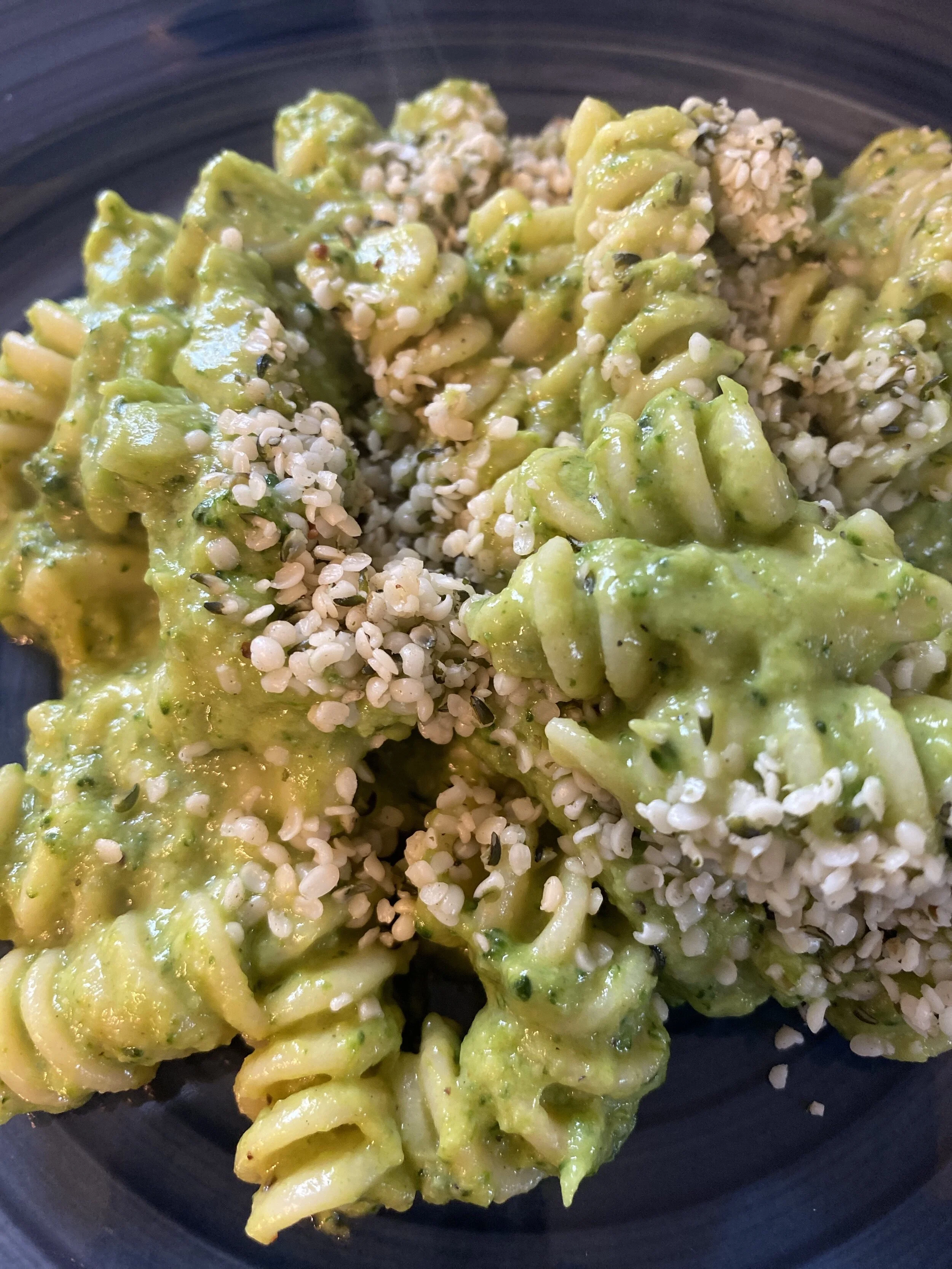 Vegan Cheesy Poblano Pasta with Broccoli