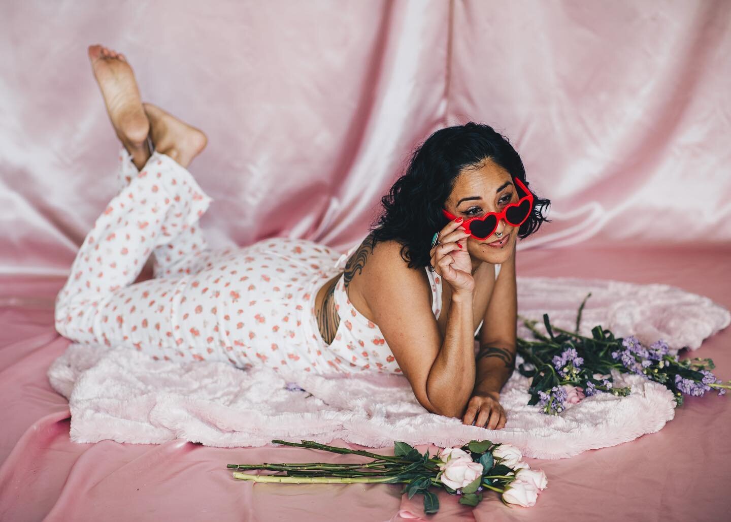 More flirty pink fun featuring @reflectlightlove! Even though I&rsquo;m all about the classic pose peeking over the heart shaped glasses, I find it endlessly fascinating that it developed as imagery for the film Lolita against the author&rsquo;s wish