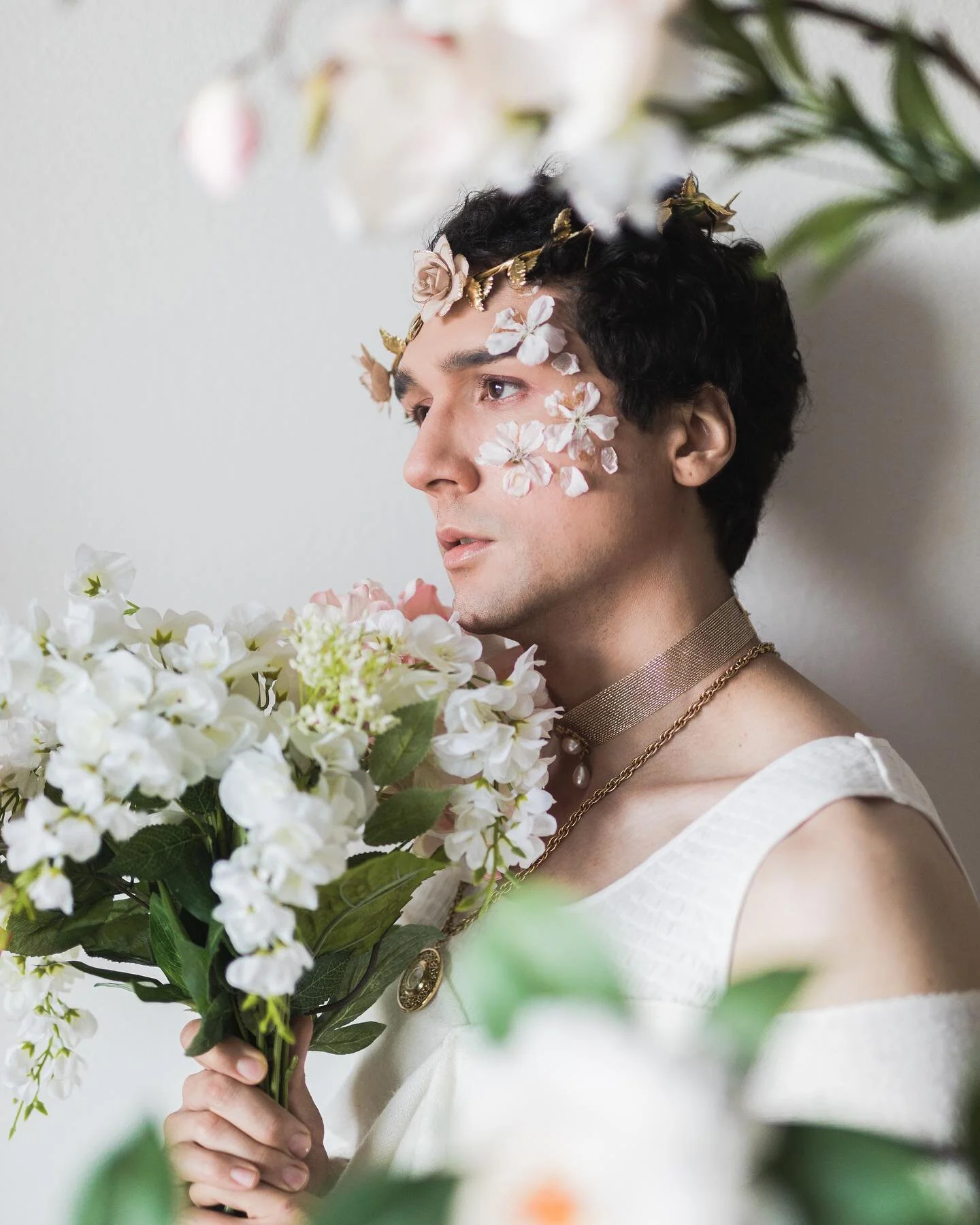 Soft Greek mythology vibes and fragile flower petals. 
Model: @nathan.schager 
MUA: @jiecheng_z 
🌸🌸🌸