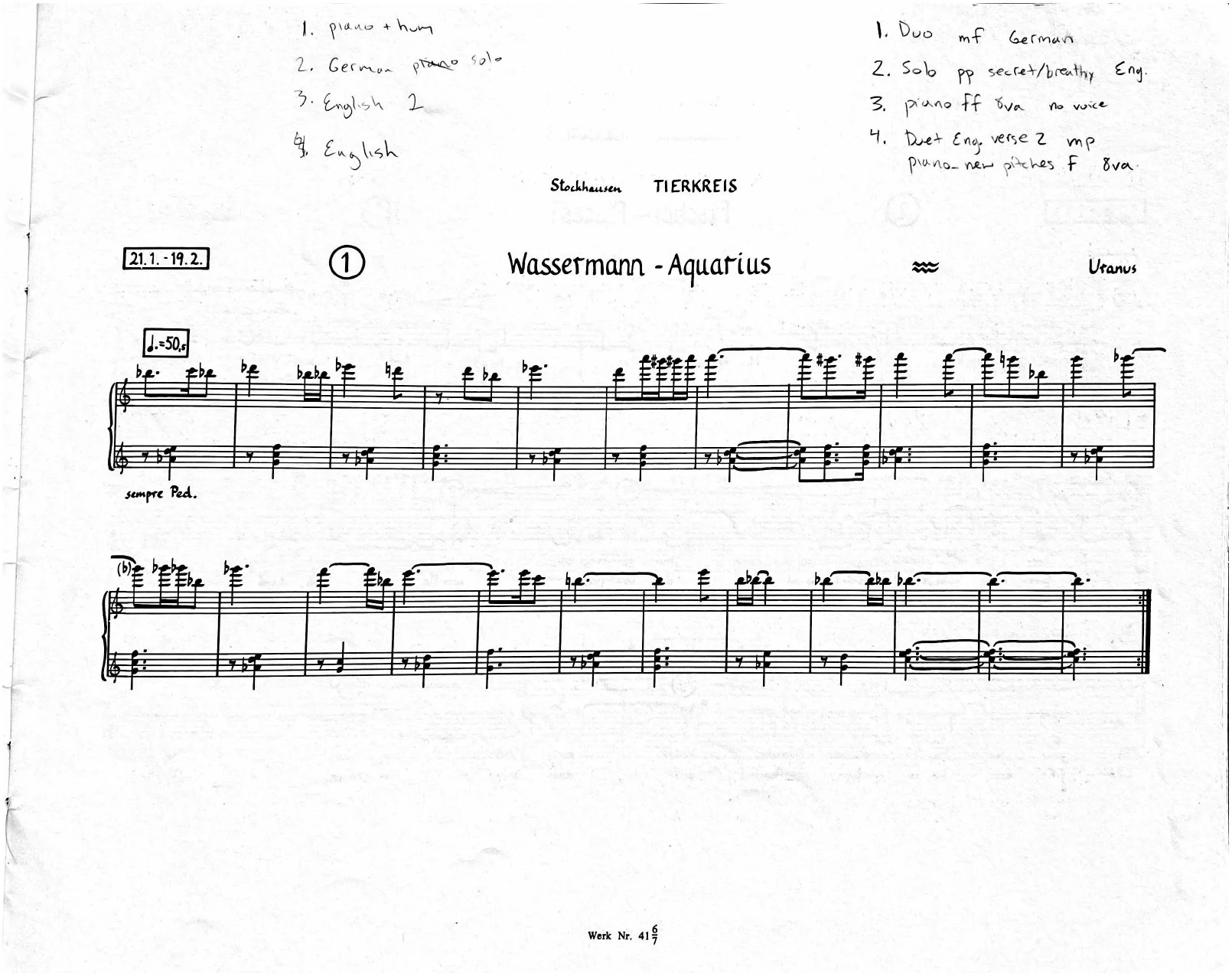 Community performance of Stockhausen's Tierkreis in Berlin