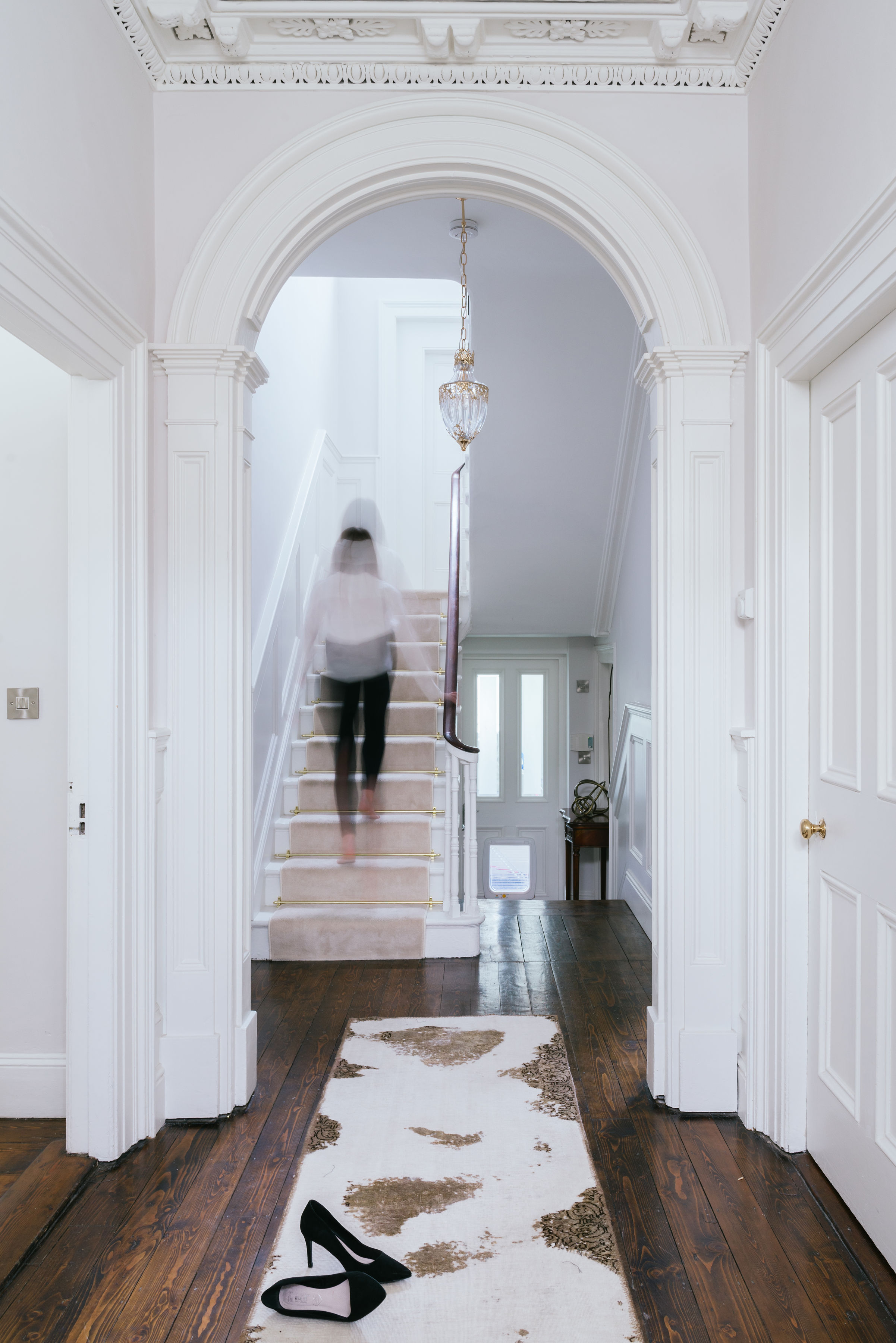 classical white hallway arch