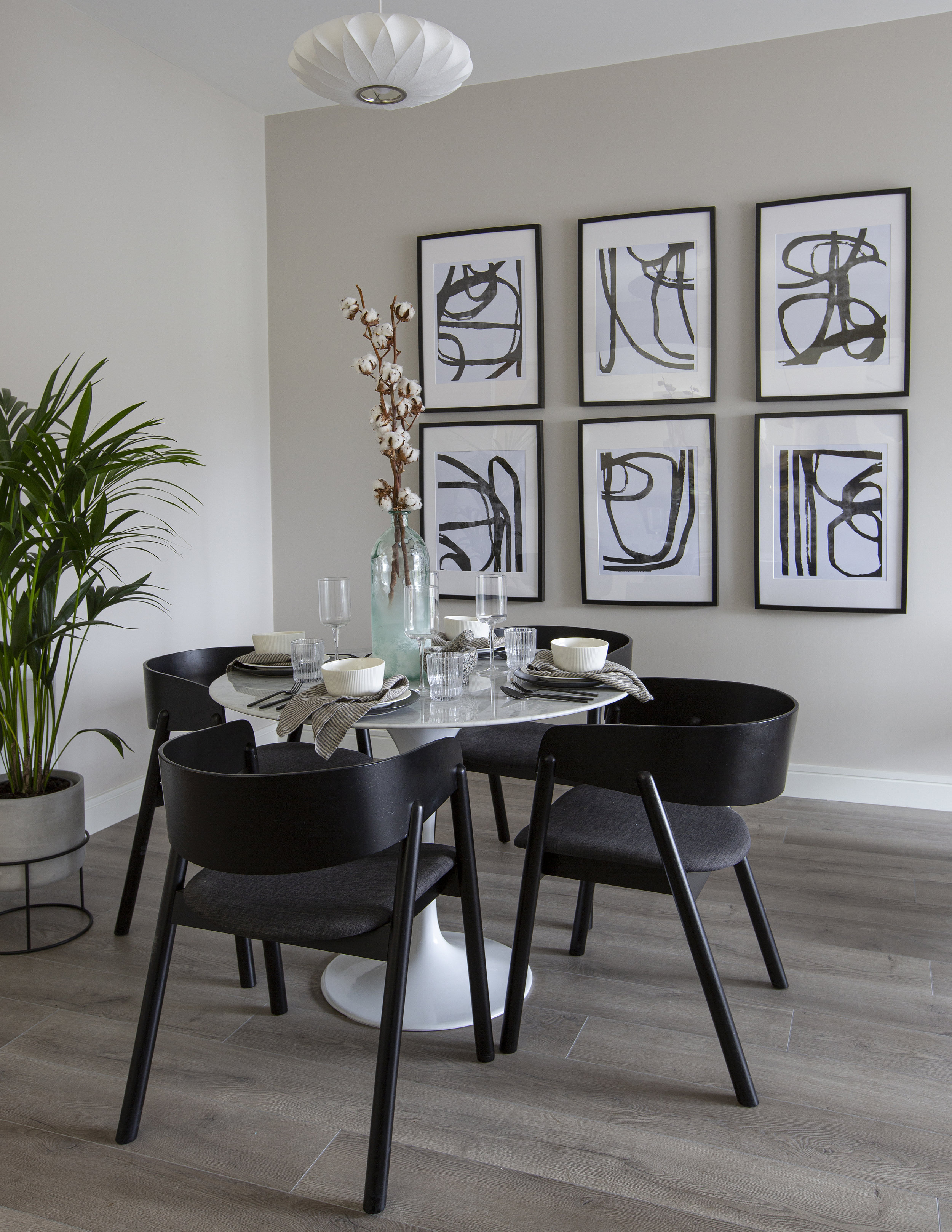 black metal dining chairs, black and white line art