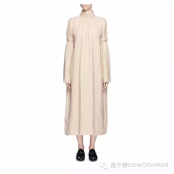 MS MIN 立体条纹混亚麻连衣裙
