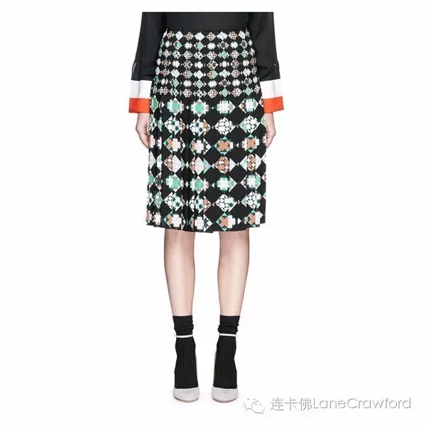EMILIO PUCCI 几何格纹百褶半裙