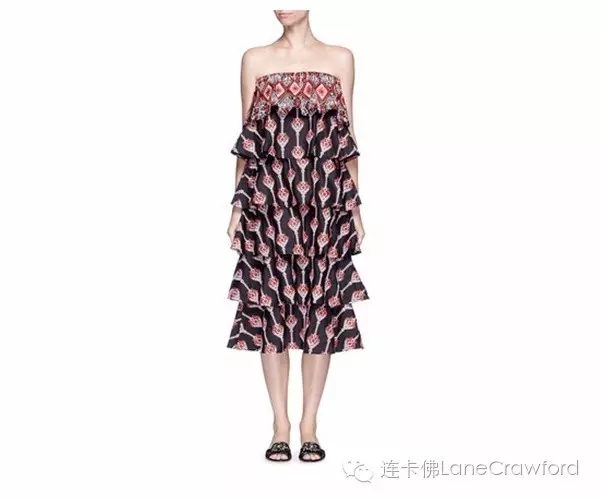 CAROLINE CONSTAS MARGI民族刺绣层次荷叶边连衣裙