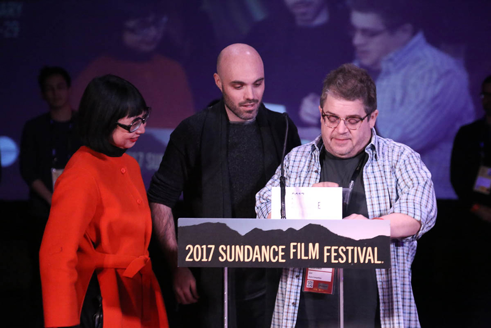 Shirley Kurata, David Lowery and Patton Oswalt, Photo by Calvin Knight