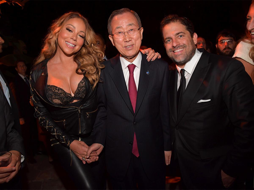 Mariah Carey, Ban Ki-Moon And Brett Ratner ©Lester Cohen, Getty Images