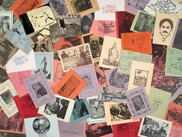 Postcards from Harald Szeemann’s collection of pataphysics material. The Getty Research Institute, 2011.M.30