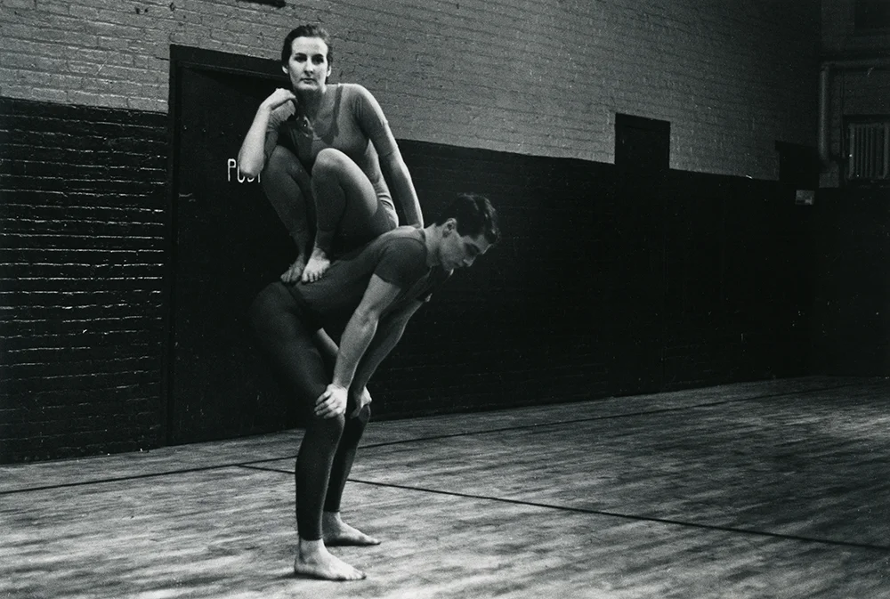 Judson Dance Theater: The Work Is Never Done Peter Moore. Performance view of Trisha Brown and Steve Paxton in Brown’s Trillium, Concert of Dance #4, January 30, 1963. © Barbara Moore/Licensed by VAGA, New York, NY. Courtesy Paula Cooper, New York
