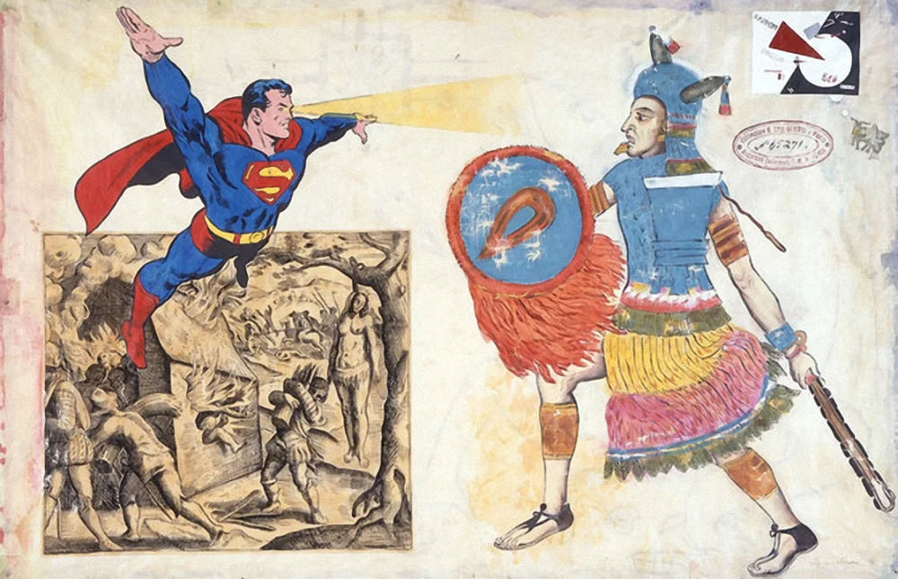 Enrique Chagoya, Uprising of the Spirit (Elevación del espíritu), 1994, Los Angeles County Museum of Art, gift of Ann and Aaron Nisenson in memory of Michael Nisenson, © Enrique Chagoya