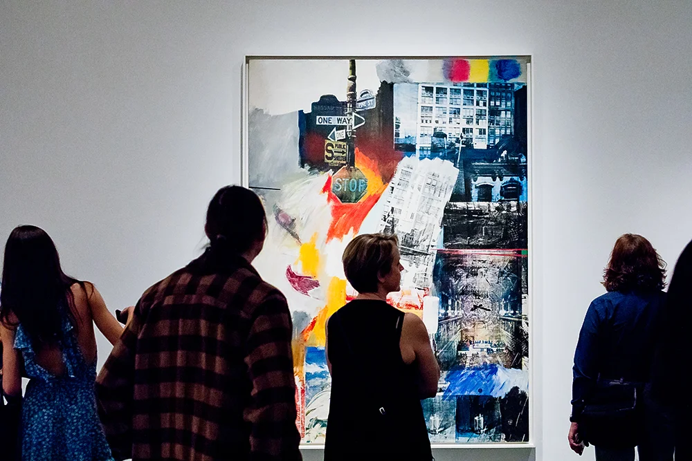 Visitors in the exhibition Robert Rauschenberg: Among Friends, on view at The Museum of Modern Art from May 21, 2017–September 17, 2017. The Museum of Modern Art, New York. Photo by Carly Gaebe © The Museum of Modern Art, New York.