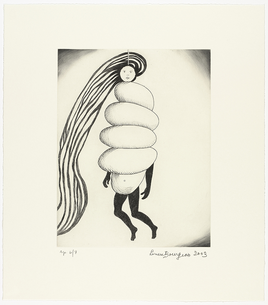 Louise Bourgeois (1911–2010). Spiral Woman. 2003. Drypoint and engraving. Sheet: 17 x 15″ (43.2 x 38.1 cm). The Museum of Modern Art, New York. Gift of the artist. © 2017 The Easton Foundation/Licensed by VAGA, NY.