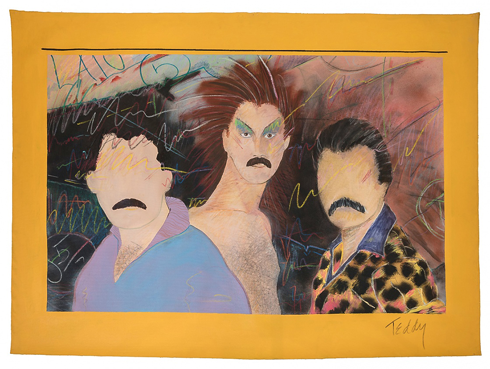 Teddy Sandoval, Las Locas, c. 1980, acrylic and mixed media on unstretched canvas, 39 x 52 in. (99 x 133.4 cm), collection of Paul Polubinskas, photograph by Fredrik Nilsen AXIS MUNDO: QUEER NETWORKS IN CHICANO L.A. September 9–December 31, 2017 MOCA Pacific Design Center and the ONE Gallery Curators: David Evans Frantz, Curator at the ONE Archives at the USC Libraries, and C. Ondine Chavoya, Professor of Art and Latina/o Studies at Williams College, in collaboration with The Museum of Contemporary Art, Los Angeles.