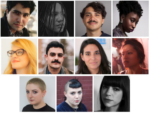 L to R, top to bottom : Fawaz Al-Matrouk ( Mr. Rob) , Haley Anderson ( Coyote Boys ), Justin Denis ( Beware of the Boomerang ), Adamma Ebo ( Honk for Jesus, Save Your Soul ), Skye Emerson ( Challenger ), Gerardo Coello Escalante ( Forgive Us Sinners) , Deborah Esquenazi ( Queen of Wands ), Tiffanie Hsu ( Wonderland ), Carlen May-Mann and Beck Kitsis ( Strawberry Summer ), and Laurel Parmet ( The Starling Girl ).
