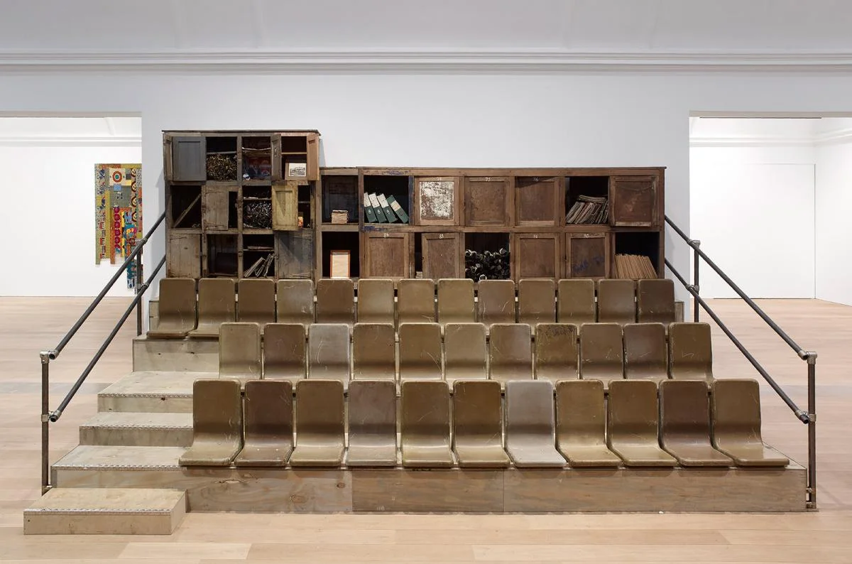 Installation view of Ibrahim Mahama’s ‘Parliament of Ghosts’ at Whitworth Art Gallery. Photography: Michael Pollard