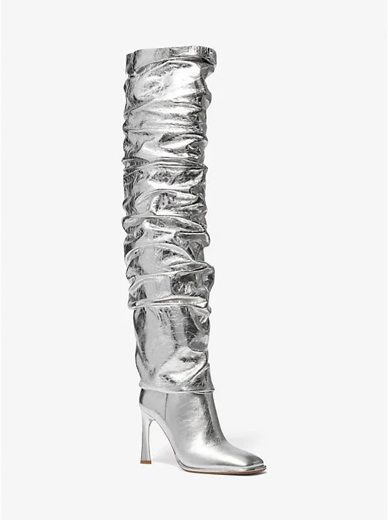 Michael Kors: Kelsea Crackled Metallic Leather Slouchy Boot