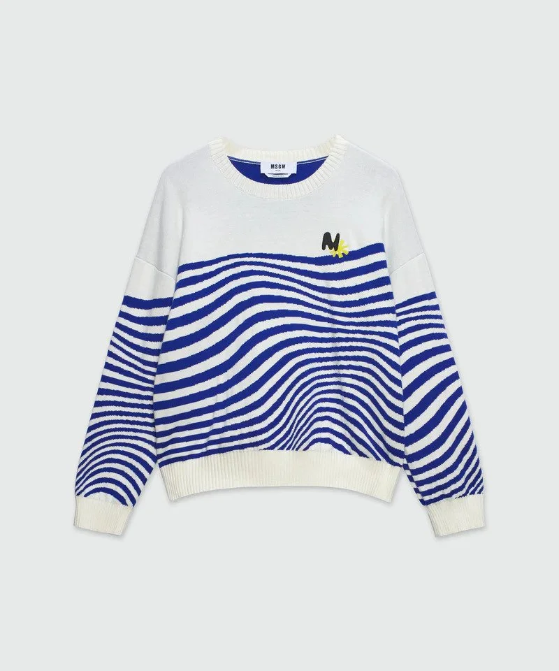 Wave-Inspired Elegance: TheMwave Cotton Jacquard Sweater