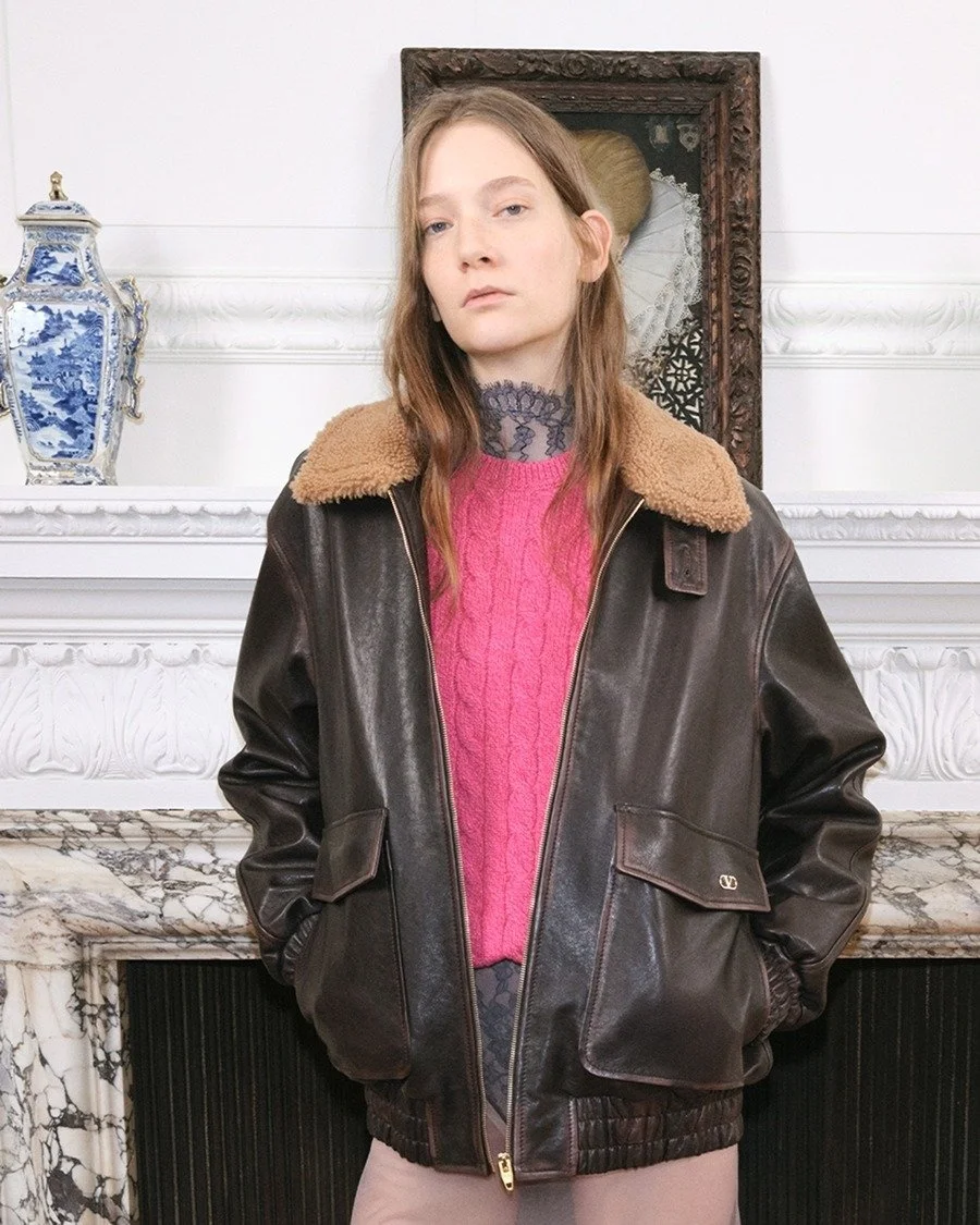 Eclectic Inspirations: Valentino Unveils a Tactile Fusion of Heavy Knits, Vintage Leather, and Delicate Lace