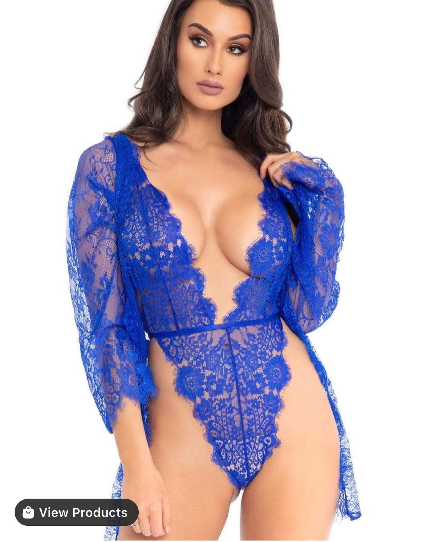 Tap for more info &amp; to purchase 
Use discount code for 20% off at checkout 
&ldquo;SAVE20&rdquo;

BODYSUITS/TEDDY  3pc Lace Teddy and Robe Set - Royal Blue - Small

WWW.JUICYSINS.COM
