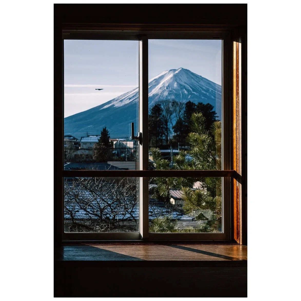 I forgot to post the colour version of this.  I managed to get a bird in this frame 🦅. Fuji dreaming 🗻