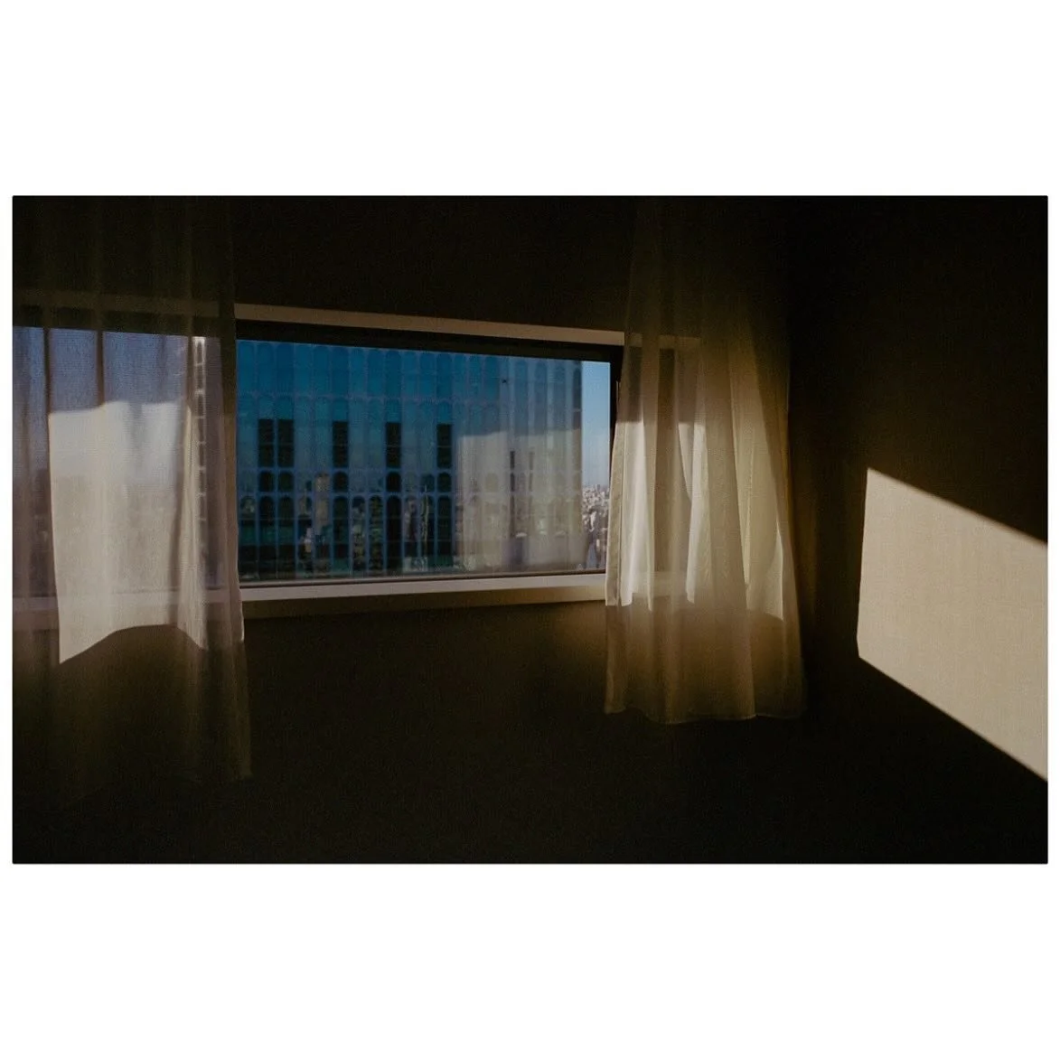The Gracery Hotel (Godzilla Hotel) 🦖 Our room window and the Godzilla Head at dusk
