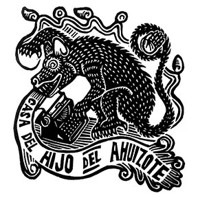 Linocut logo I designed for Casa del Hijo de el Ahuizote in Mexico City.
