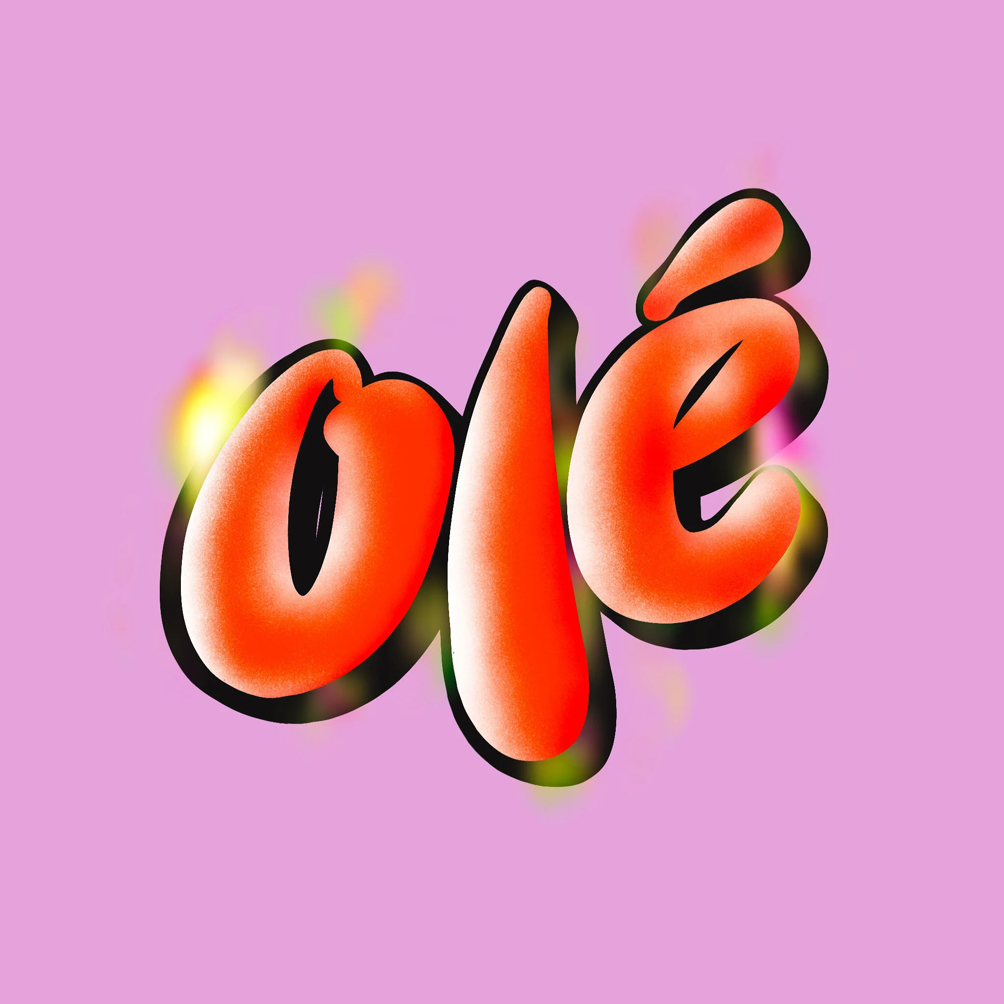 ole lettering designed in procreate using bubble street style lettering