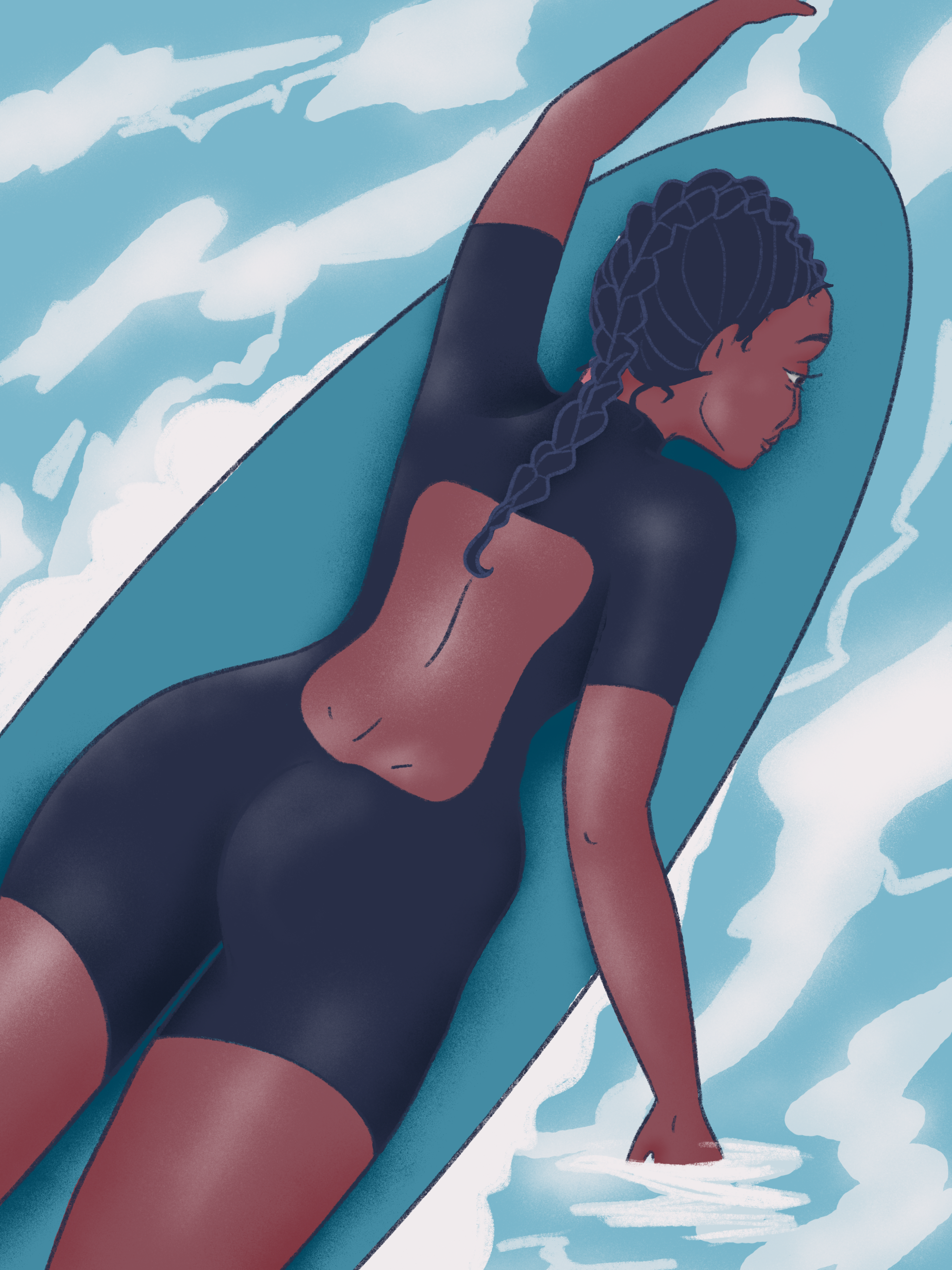 surf girl procreate illustration