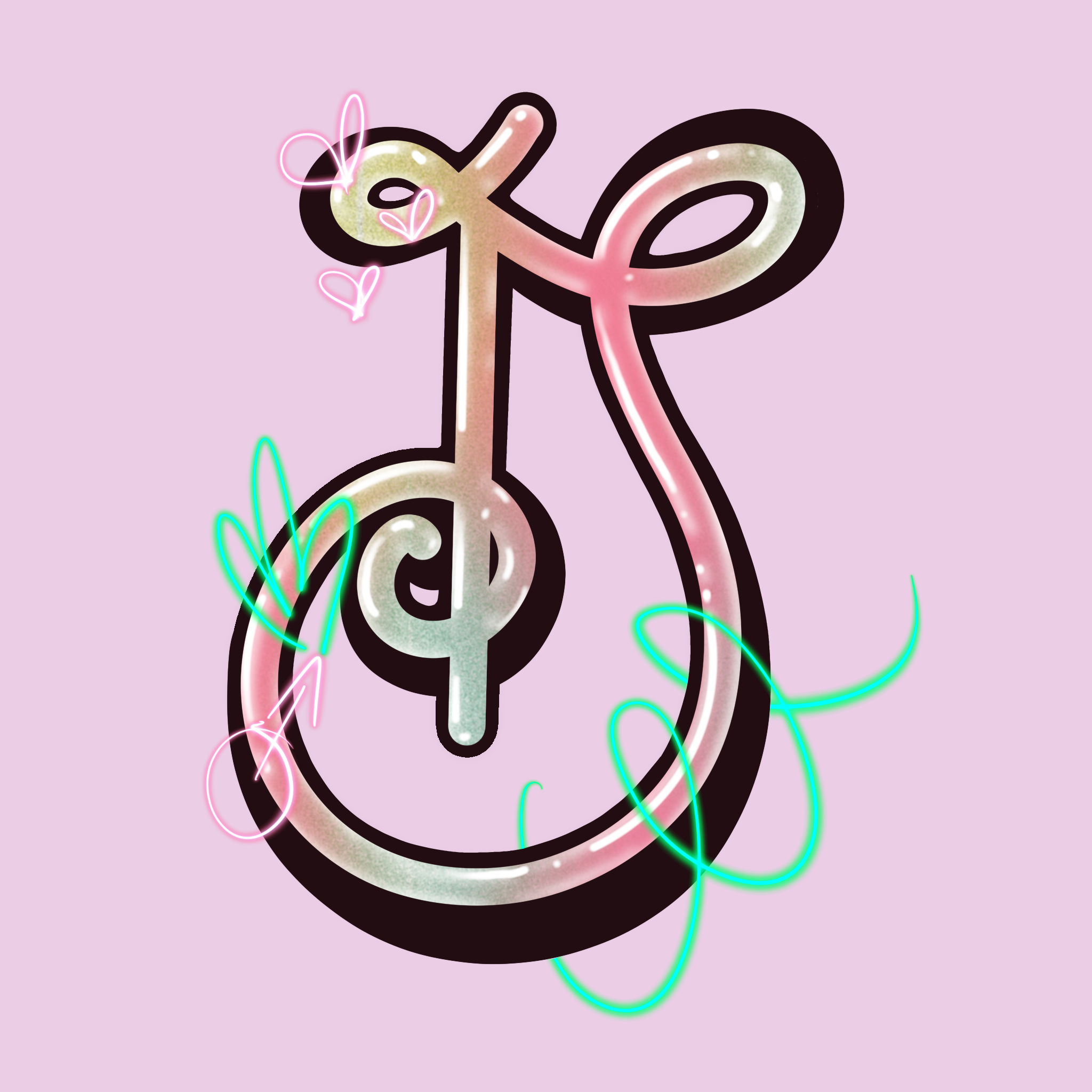 kitsch style lettering for letter D designed in procreate