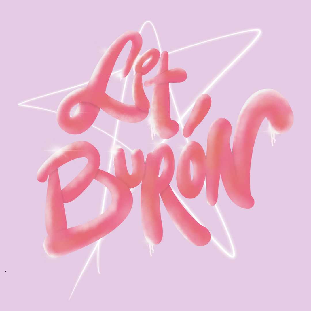 litburon lettering made in procreate using bubble letters in peach colours