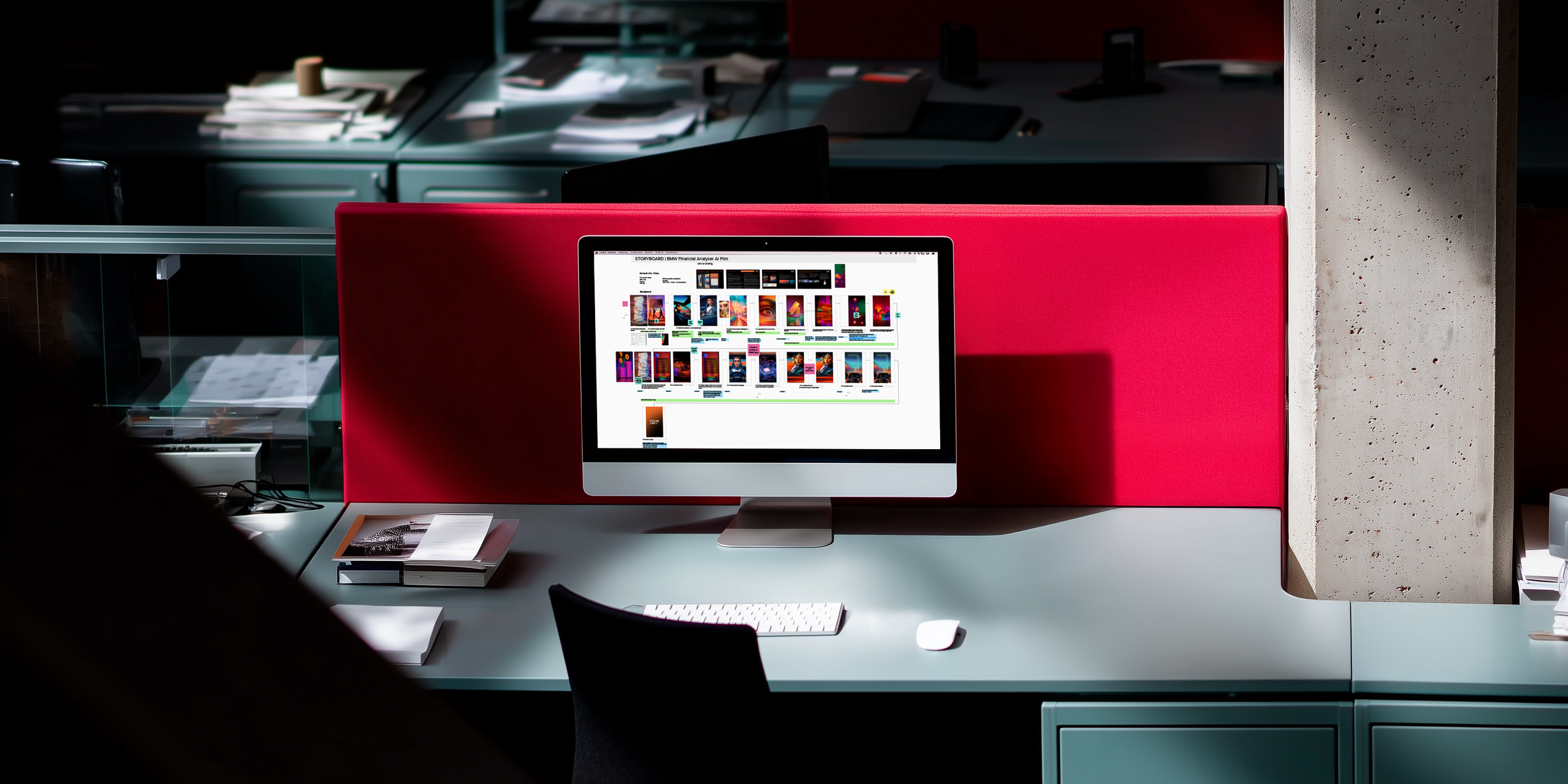 mockup of storyboard inside a laptop