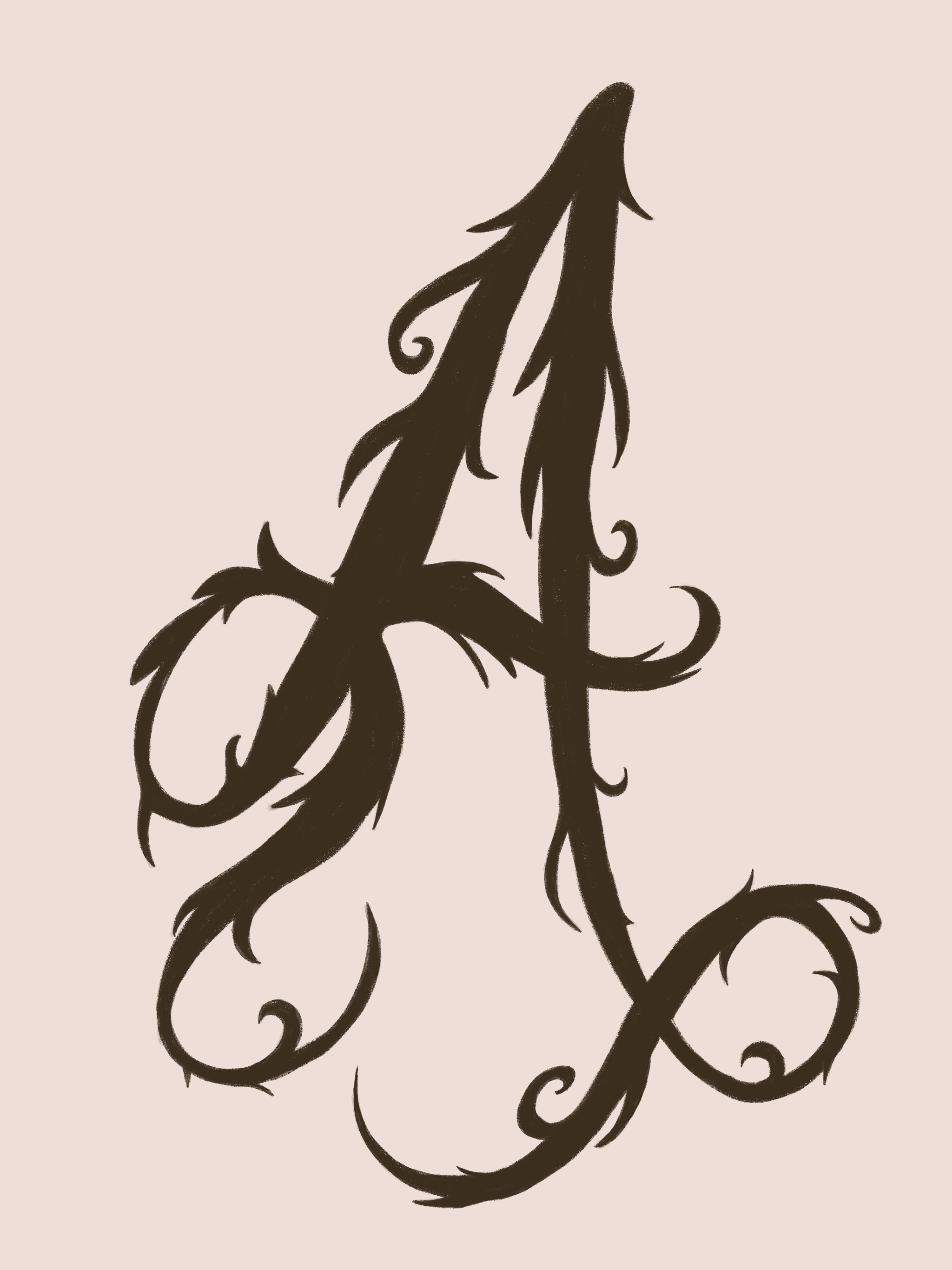 organic style lettering of letter A