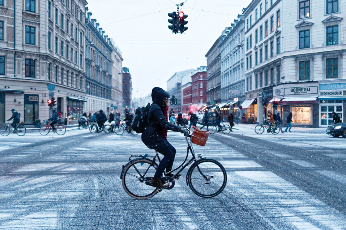 Copenhagen is famous for its cycling culture and pristine bike lanes - and Copenhageners bike in all weather conditions.