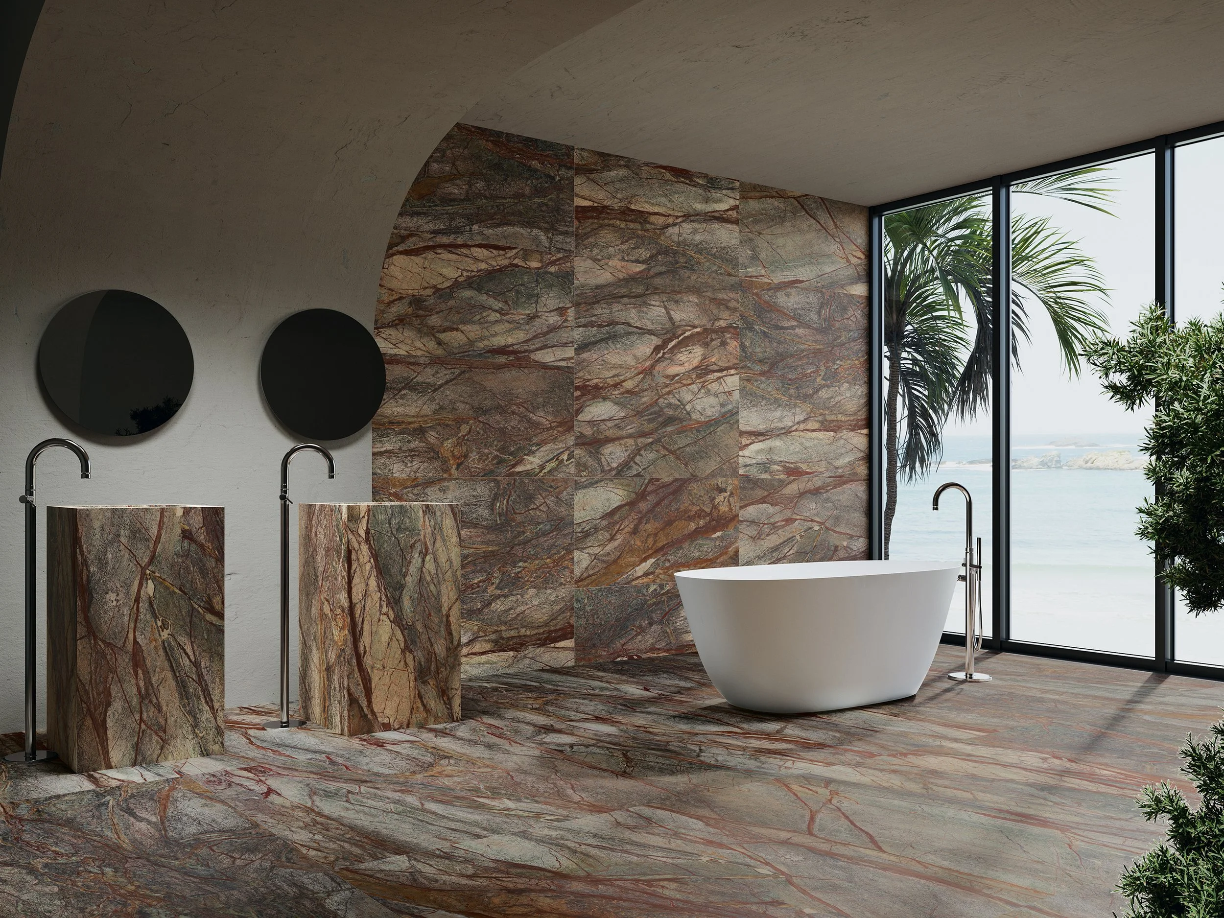 Forest Green Marble Look Tiles