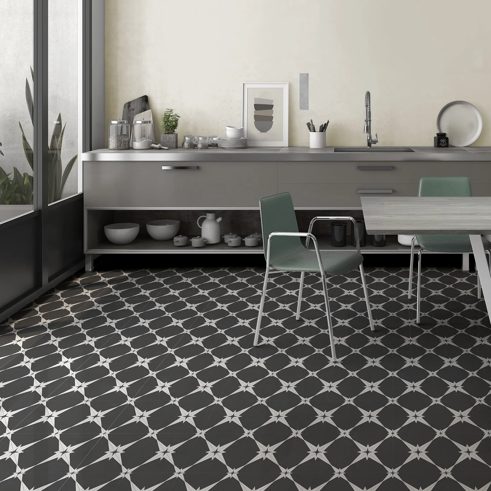 Encaustic Style Black Patterned Tiles in Liverpool