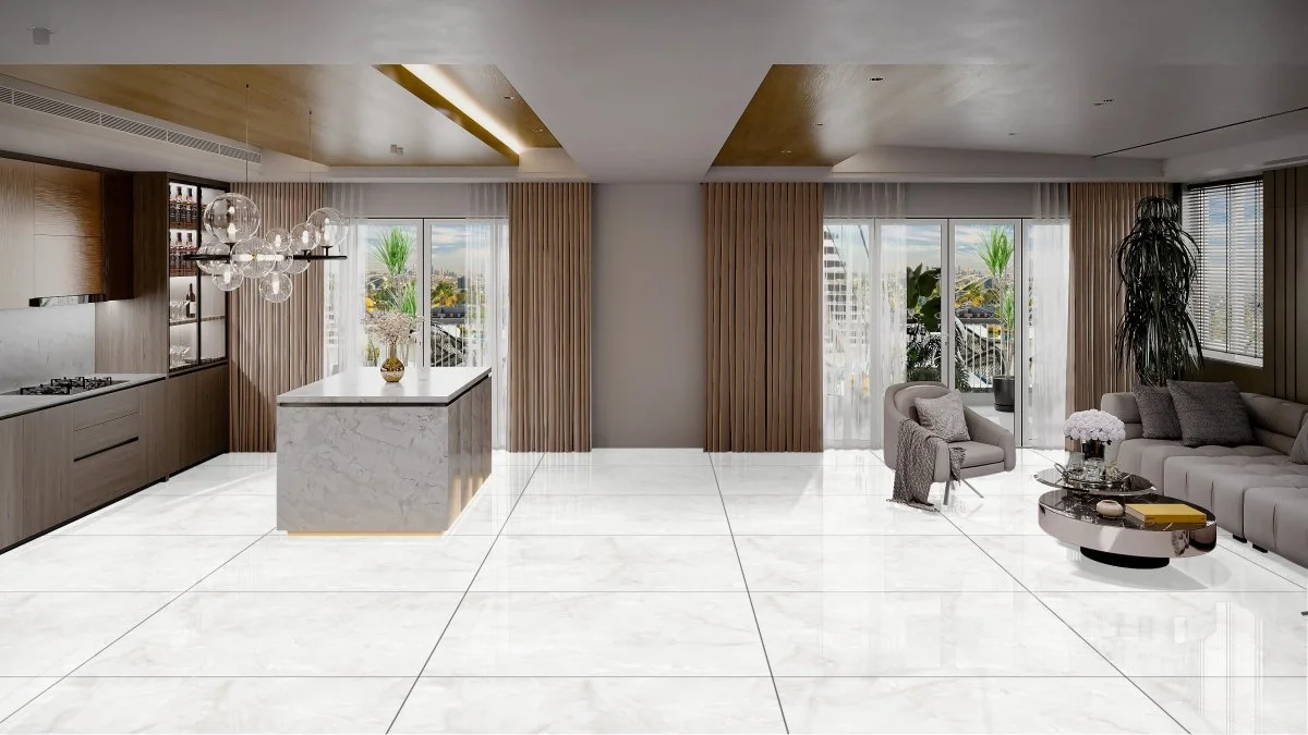 Gloss White Marble Effect Tiles in Liverpool