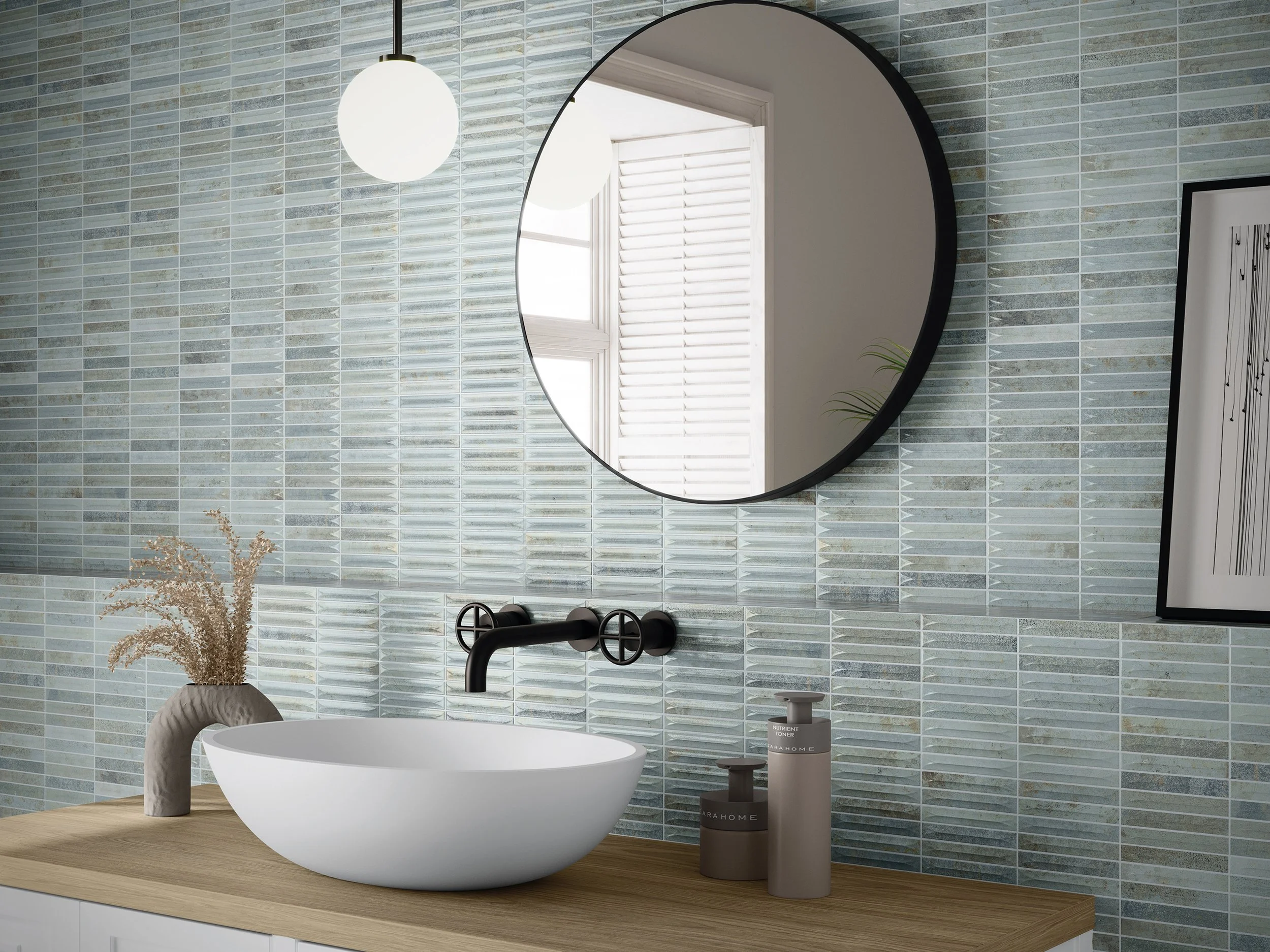 Moonstone Incision Teal Tiles